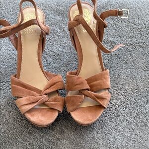 Vince Camuto Brown Suede Knot Sandals